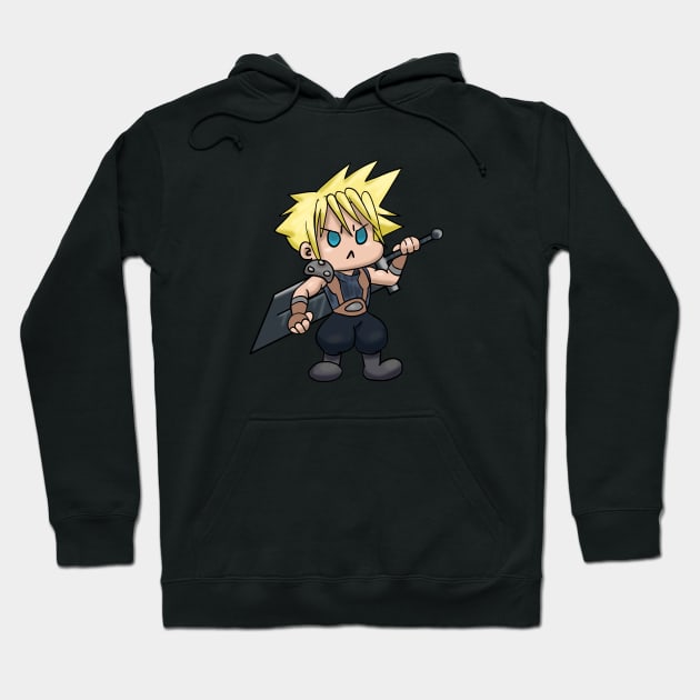 Chibi Cloud Kawaii Final Fantasy 7 Cloud Strife Hoodie by Gamers Utopia